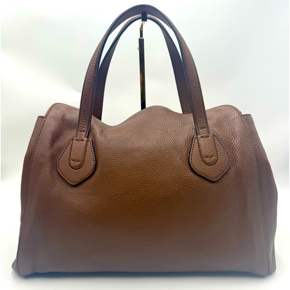 Auth Gucci Large Brown Pebbled Leather Lady Tassel Top Handle Tote Bag Preloved - Picture 3 of 15